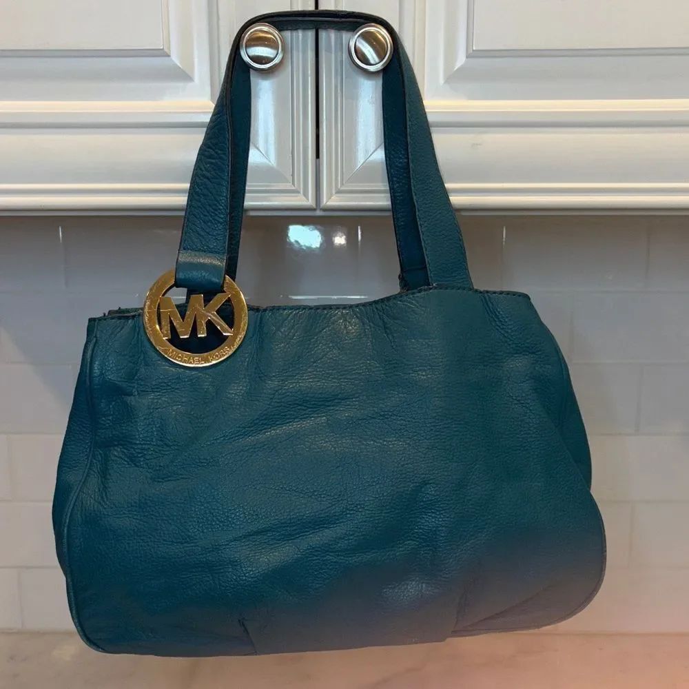 Michael Kors Bag Purse Handbag Leather Hobo Fulton Pebbled Shoulder Pocketbook